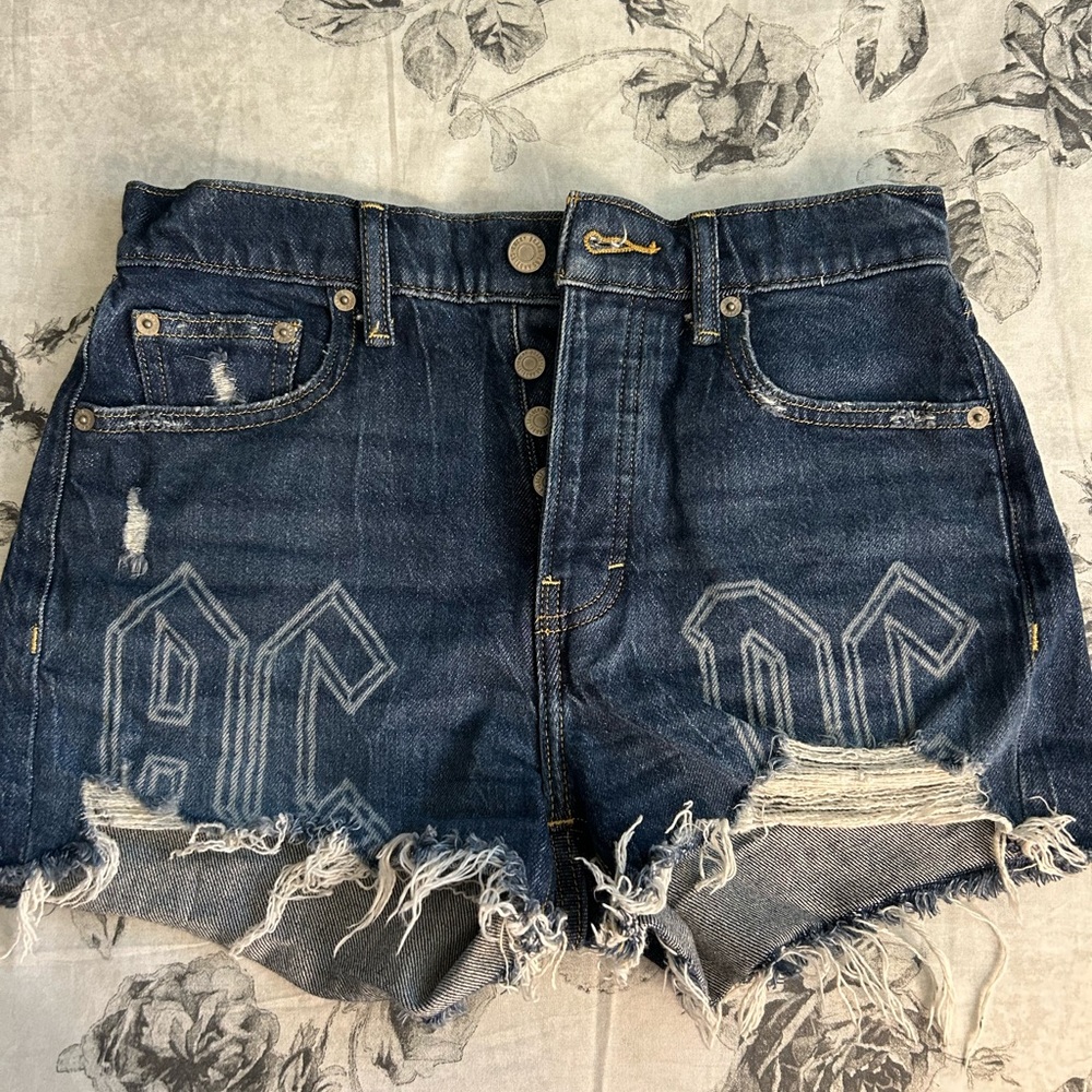 Lucky Brand Blue Jean Shorts Distressed High-Waisted